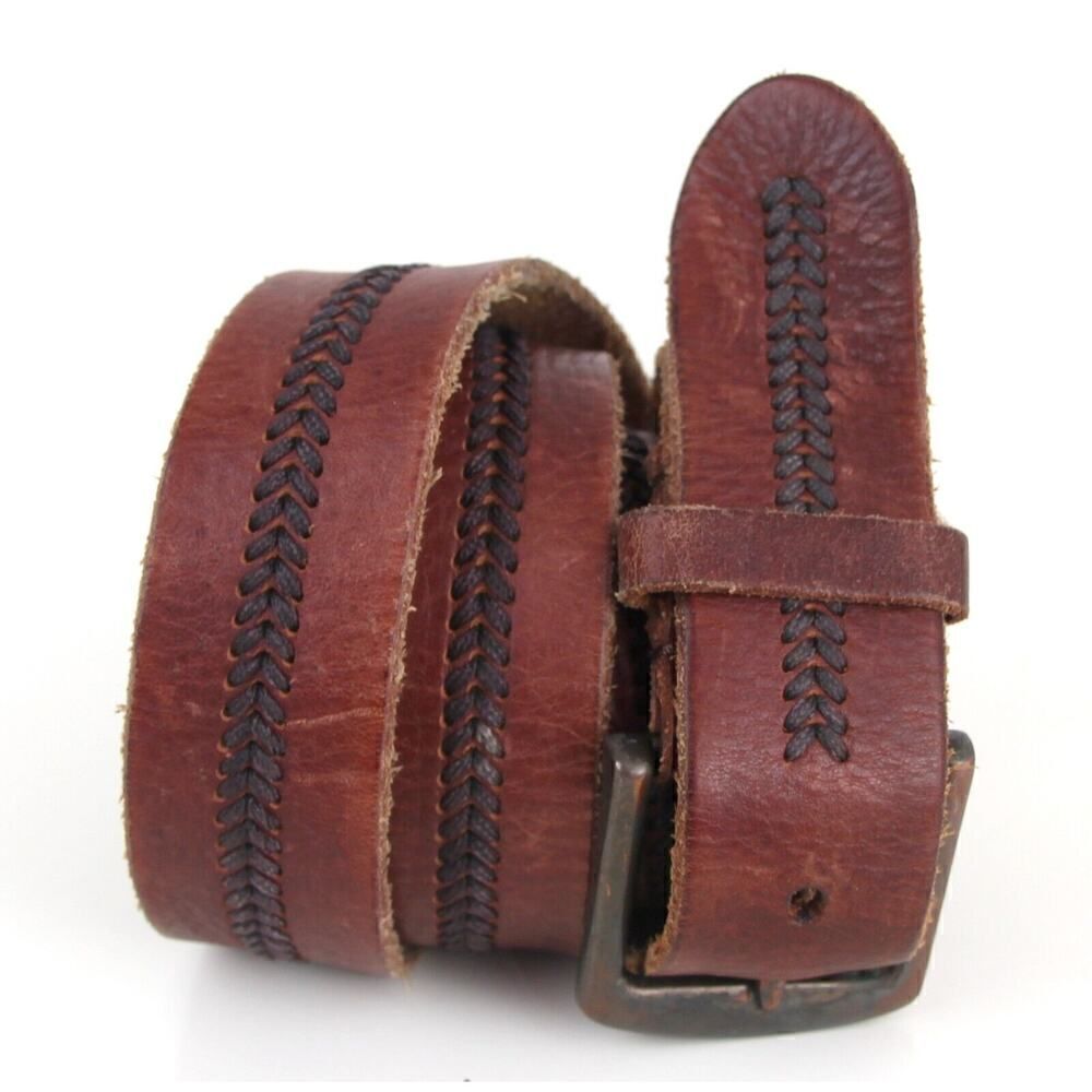 HandCrafted BROWN GENUINE LEATHER 1 3/8"Wd CASUAL DRESS MEN'S BELT Sz 40 (M46